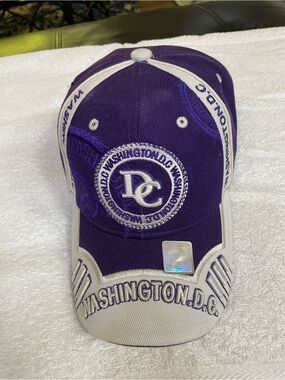 Washington D.C. Embroidered Purple and Cream Baseball Cap